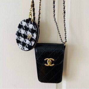 CHANEL Black and White Cosmetic Bag Set